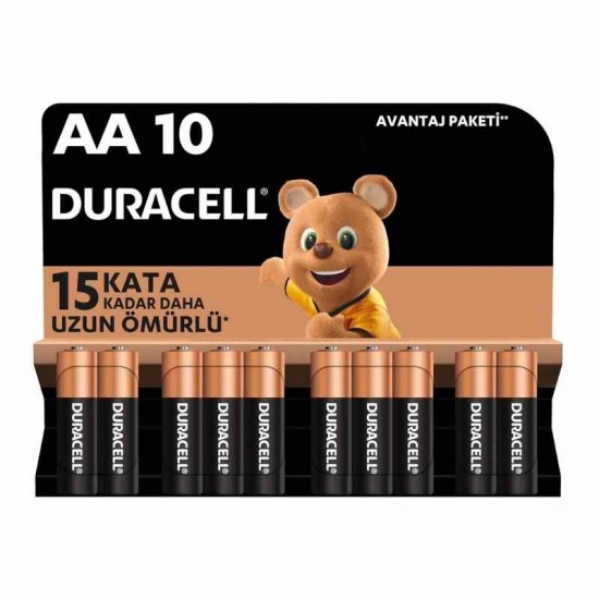 Duracell AA Alkalin Kalem Pil (10'lu paket) 1,5 V 