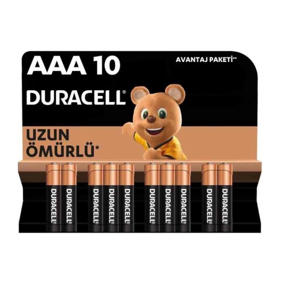 Duracell AAA Alkalin İnce Kalem Pil (10’lu paket) 1,5 V