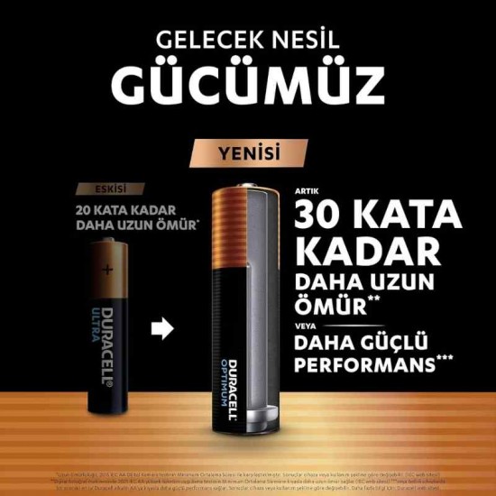 Duracell Optimum AA Alkalin Kalem Pil 8'li Paket 1,5V