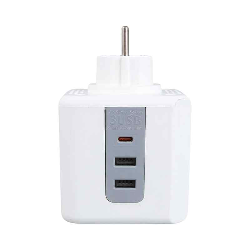 Vea Termal Akım Korumalı 3'lü Duvar Küp Priz 2xUSB 1xTYPE-C 