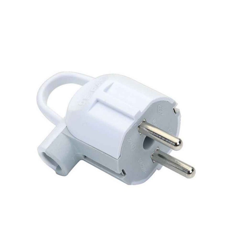 Topraklı L-Tipi Kulplu Elektrik Fişi Beyaz