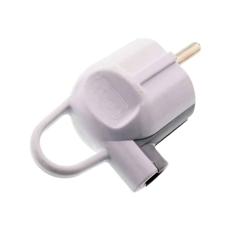 Topraklı L-Tipi Kulplu Elektrik Fişi Beyaz