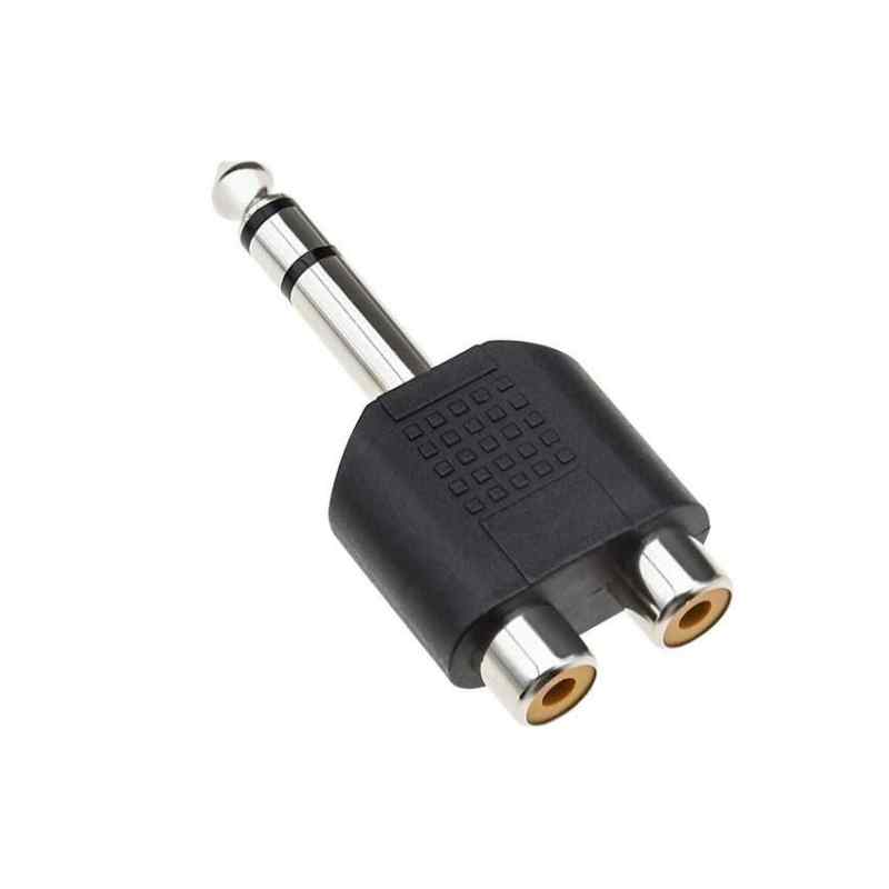 6,35 mm Stereo Erkek Jak Fiş Çift RCA Phono Dişi Soket 