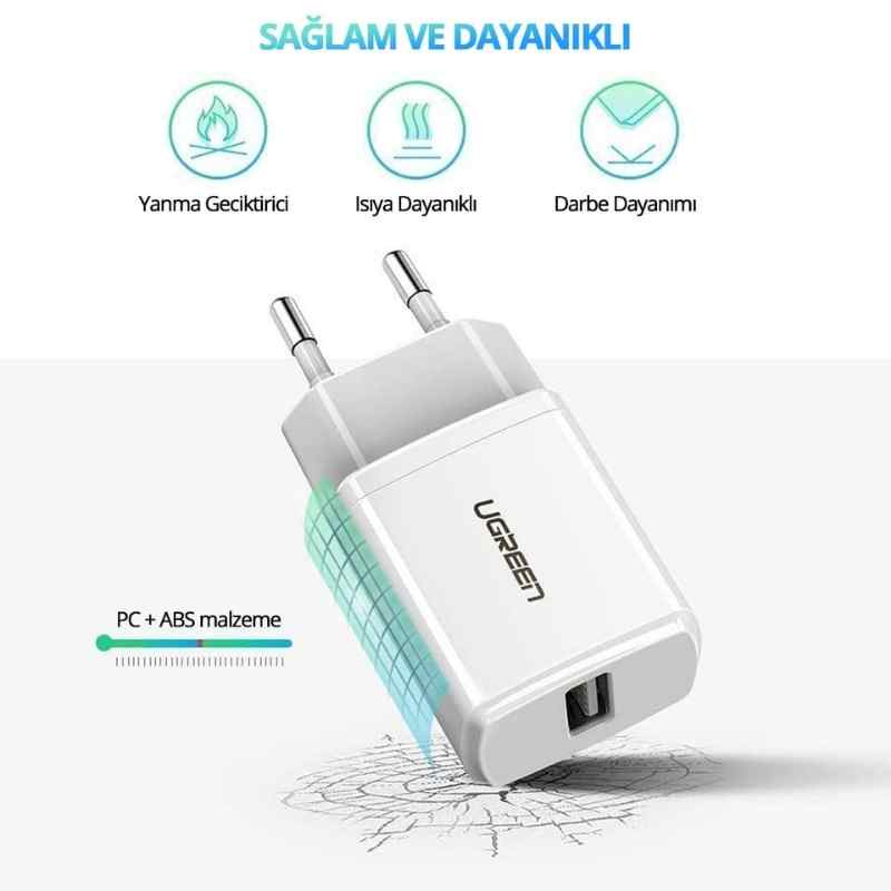 Ugreen 2.1A Seyahat USB Şarj Cihazı Beyaz