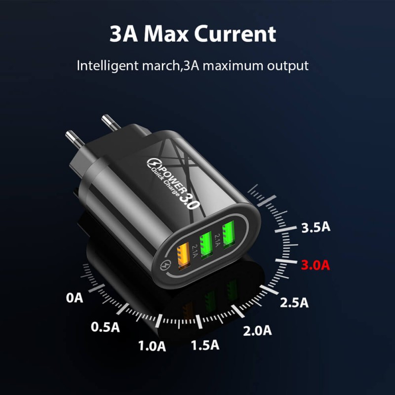 3 Port USB hızlı şarj r QC 3.0 hızlı şarj adaptörü cep telefonu hızlı şarj cihazı