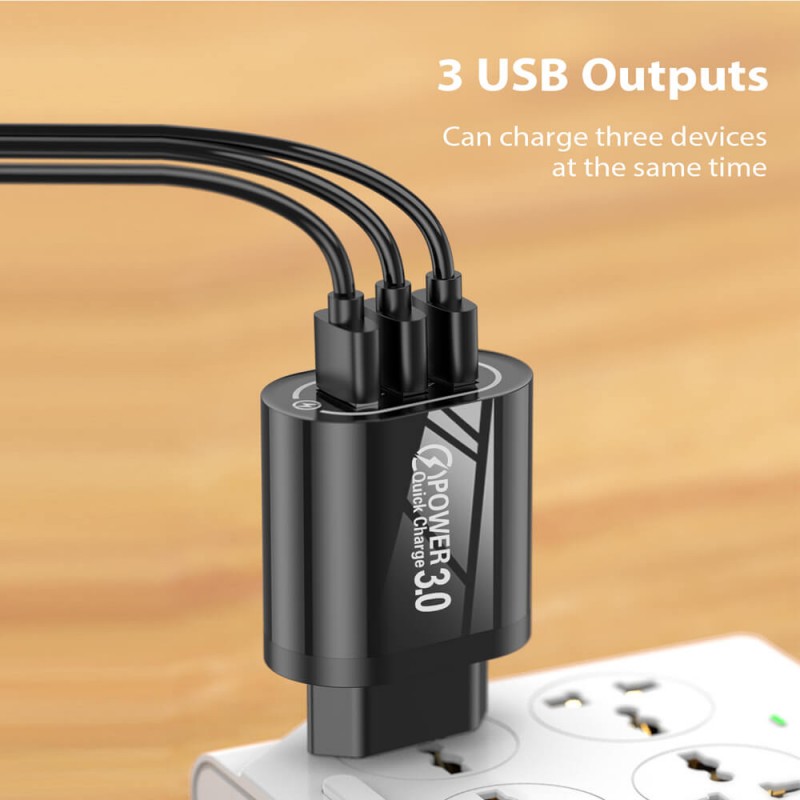 3 Port USB hızlı şarj r QC 3.0 hızlı şarj adaptörü cep telefonu hızlı şarj cihazı