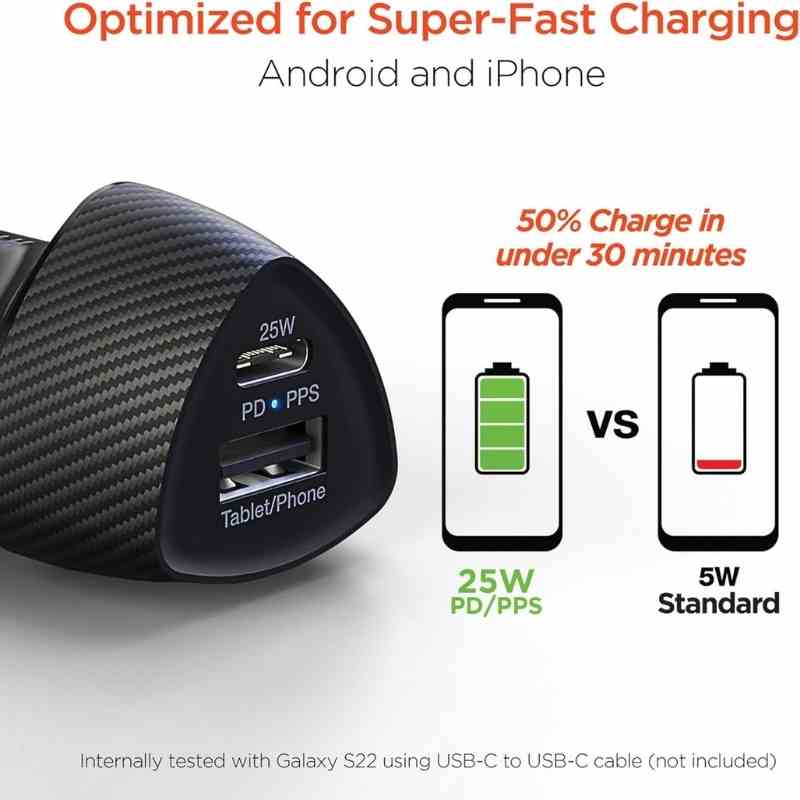Hypergear 25W USB-C USB-A Hızlı Şarj Özellikli Araç Şarjı
