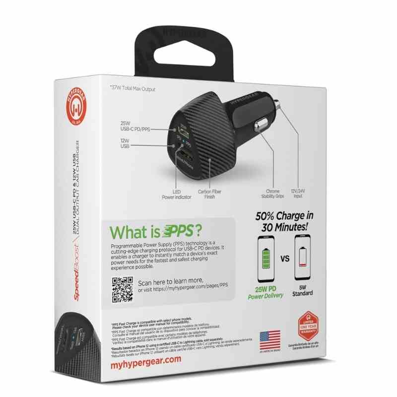 Hypergear 25W USB-C USB-A Hızlı Şarj Özellikli Araç Şarjı