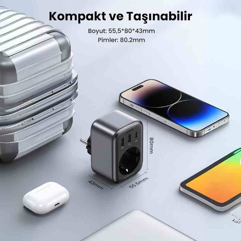 UGREEN USB soketi 30W hızlı şarj USB C soket adaptörü
