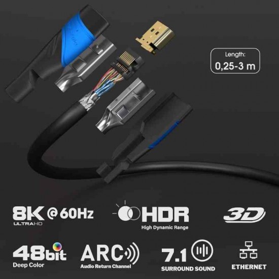 KabelDirekt 4K ve 8K HDMI Kablosu 1 metre