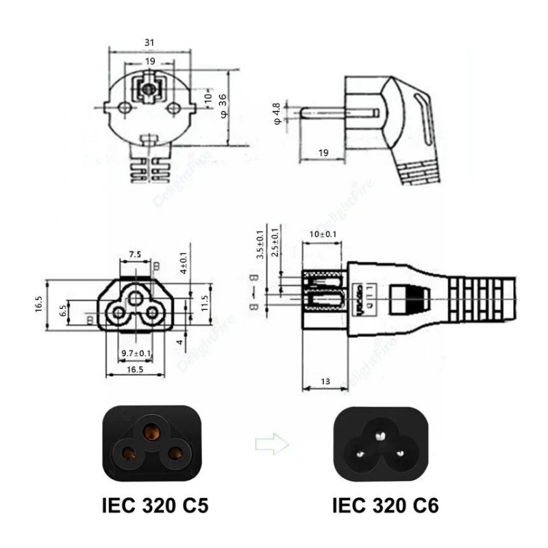 Lcd Led Tv Power güç kablosu 1.2 metre elektrik kablosu