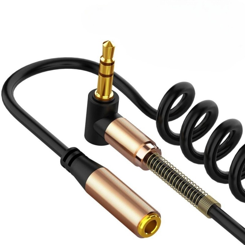 3.5 mm erkek 3.5 mm dişi jack spiral uzatma kablosu aux ses kablosu