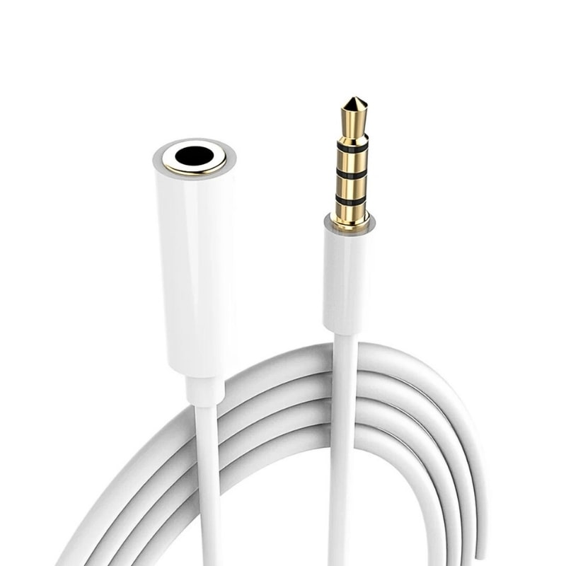 3.5 mm Erkek/Dişi 4 Boğumlu Aux Stereo Uzatma Kablo 1 Metre