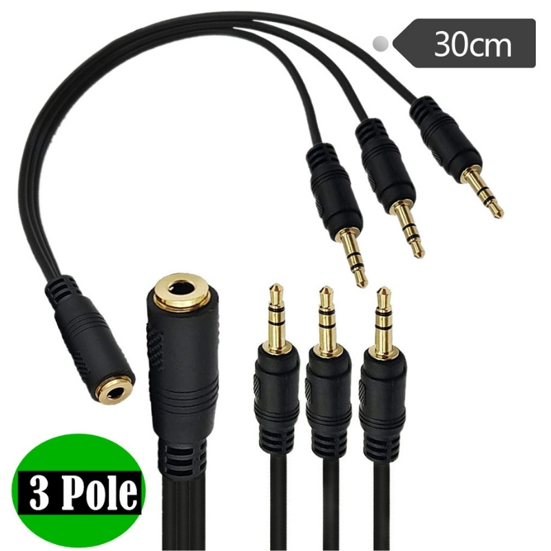 3.5 mm Stereo Dişi 3xErkek 3.5 mm 5+1 Ses Dağıtıcı Kablo