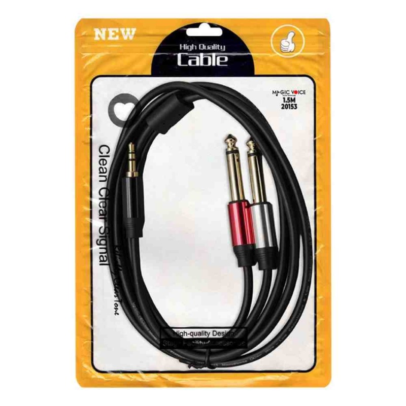 Magicvoice 3.5 Mm Aux Stereo Erkek - 2x 6.3 Mm Mono Erkek Kablo 1.5 Metre