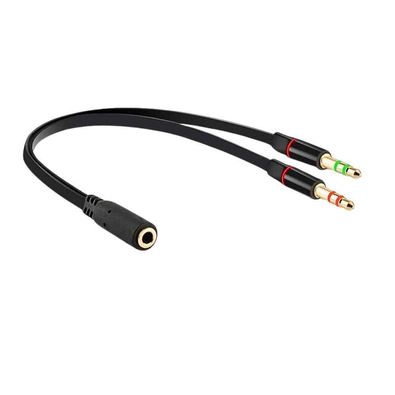 Mikrofon Kulaklık Ayırıcı Ses Kablosu Adaptörü 3,5 mm Y Ayırıcı 20 cm