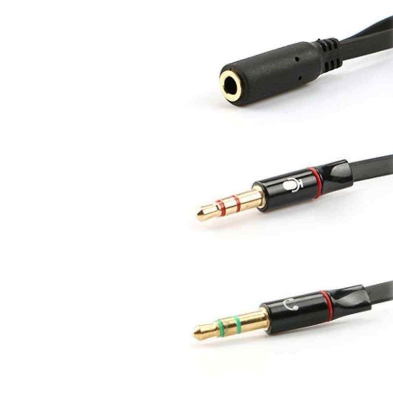Mikrofon Kulaklık Ayırıcı Ses Kablosu Adaptörü 3,5 mm Y Ayırıcı 20 cm