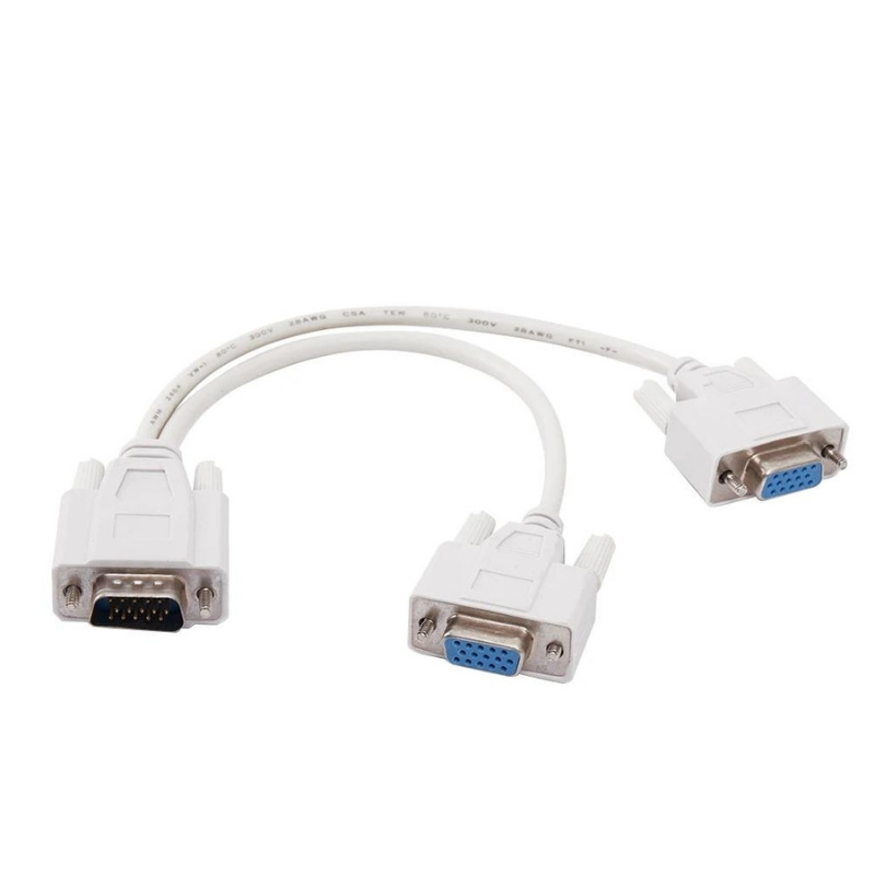 VGA to 2 VGA 30 cm kablo monitör adaptörü Splitter kablosu
